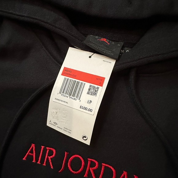Nike Men's Air Jordan Pullover Cotton Hoodie Sportswear Black Size Large Sport - Picture 3 of 12